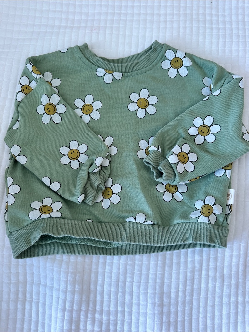 Kids Floral Daisy Sweatshirt - Sage Green